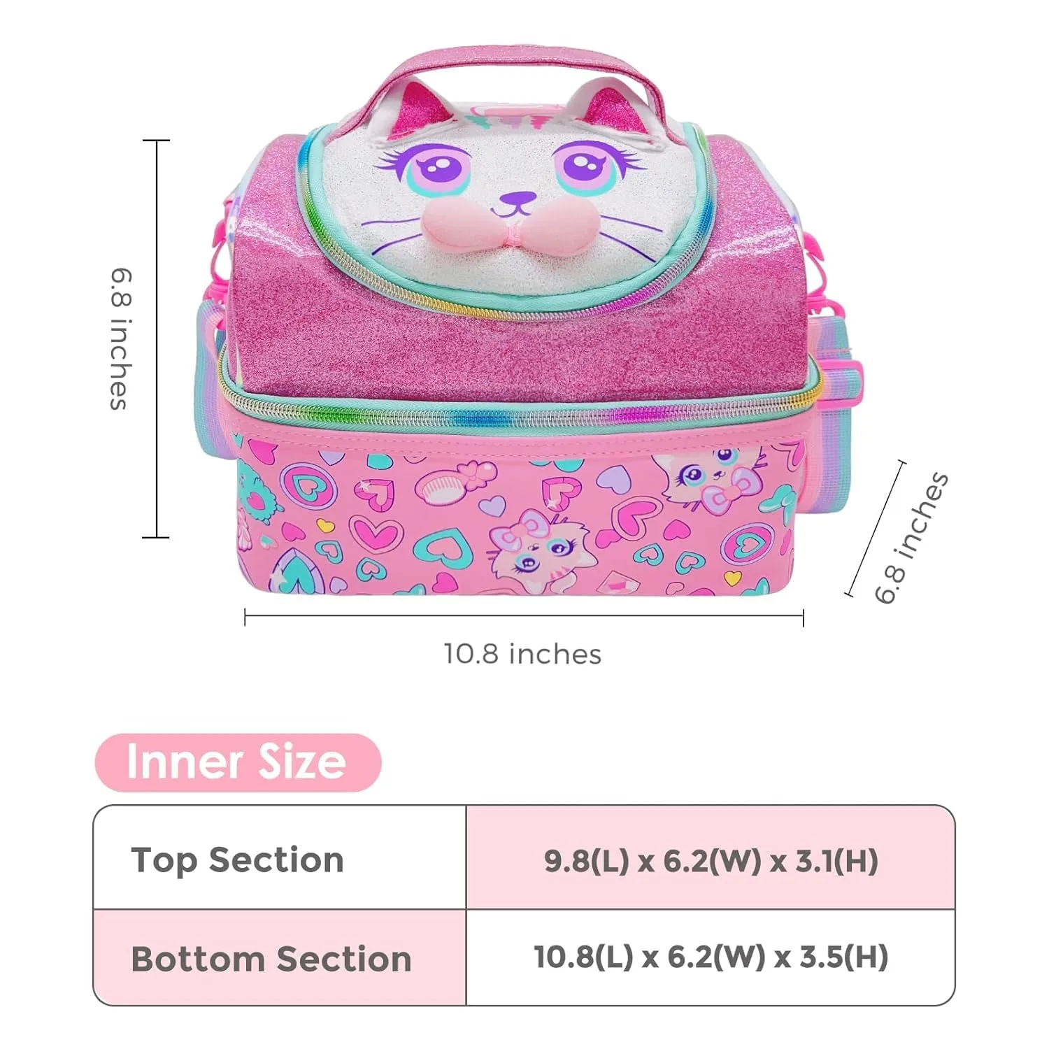 PRODUCTS DOUBLE DECKER COOLER INSULATED LUNCH BAG FOR BOYS&GIRLS&MEN&WOMEN WITH ADJUSTABLE STRAP LUNCH BAG FOR SCHOOL