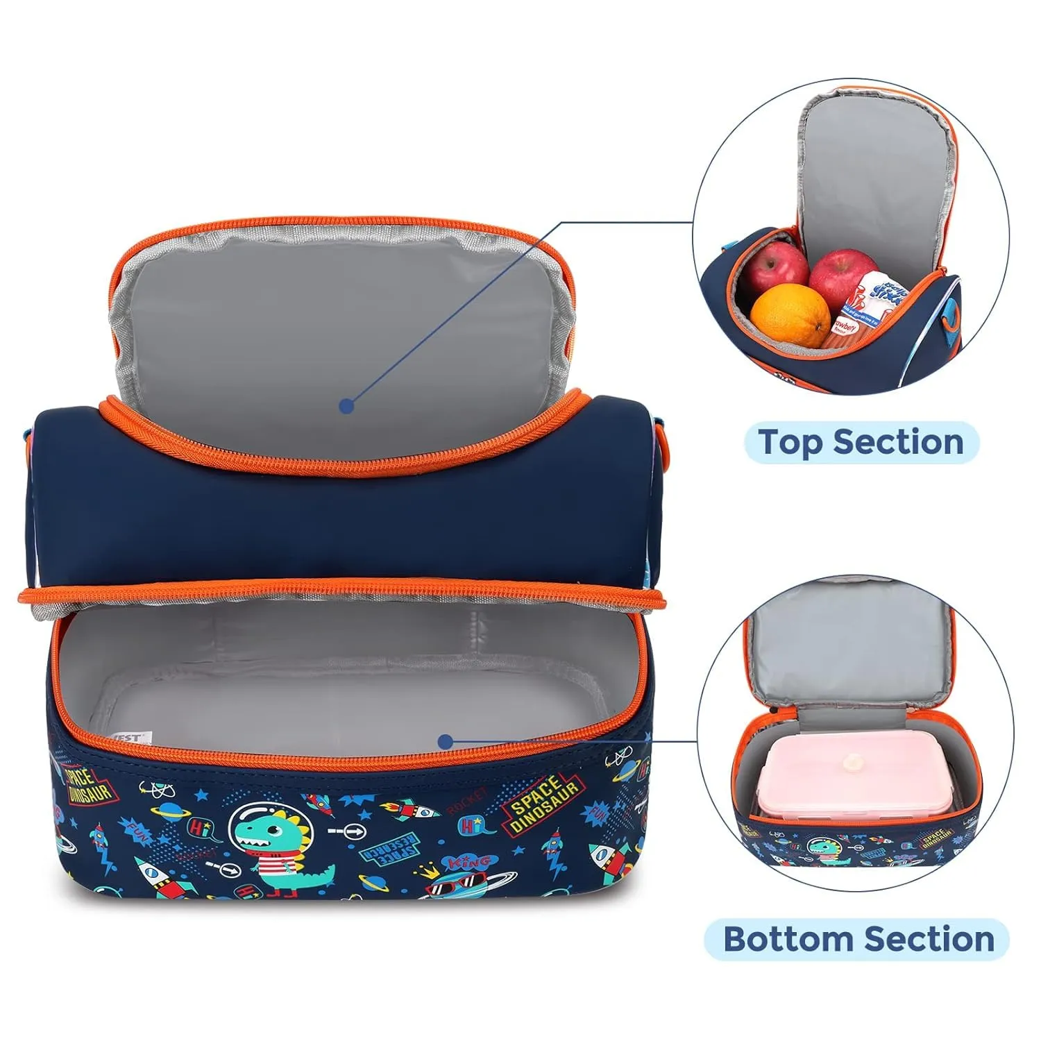 PRODUCTS DOUBLE DECKER COOLER INSULATED LUNCH BAG FOR BOYS&GIRLS&MEN&WOMEN WITH ADJUSTABLE STRAP LUNCH BAG FOR SCHOOL