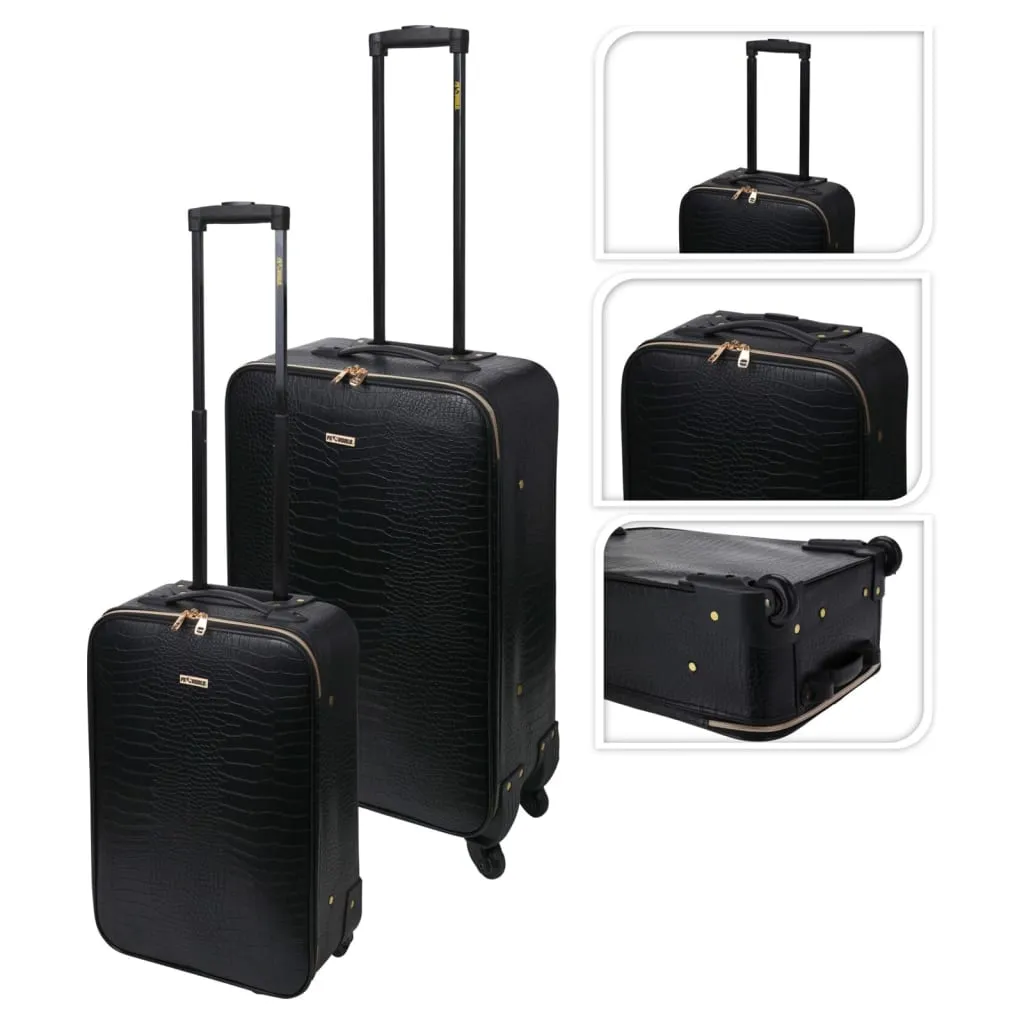 ProWorld 2 Piece Suitcase Set Croco Design Black – Stylish & Durable Luggage Set for Travel