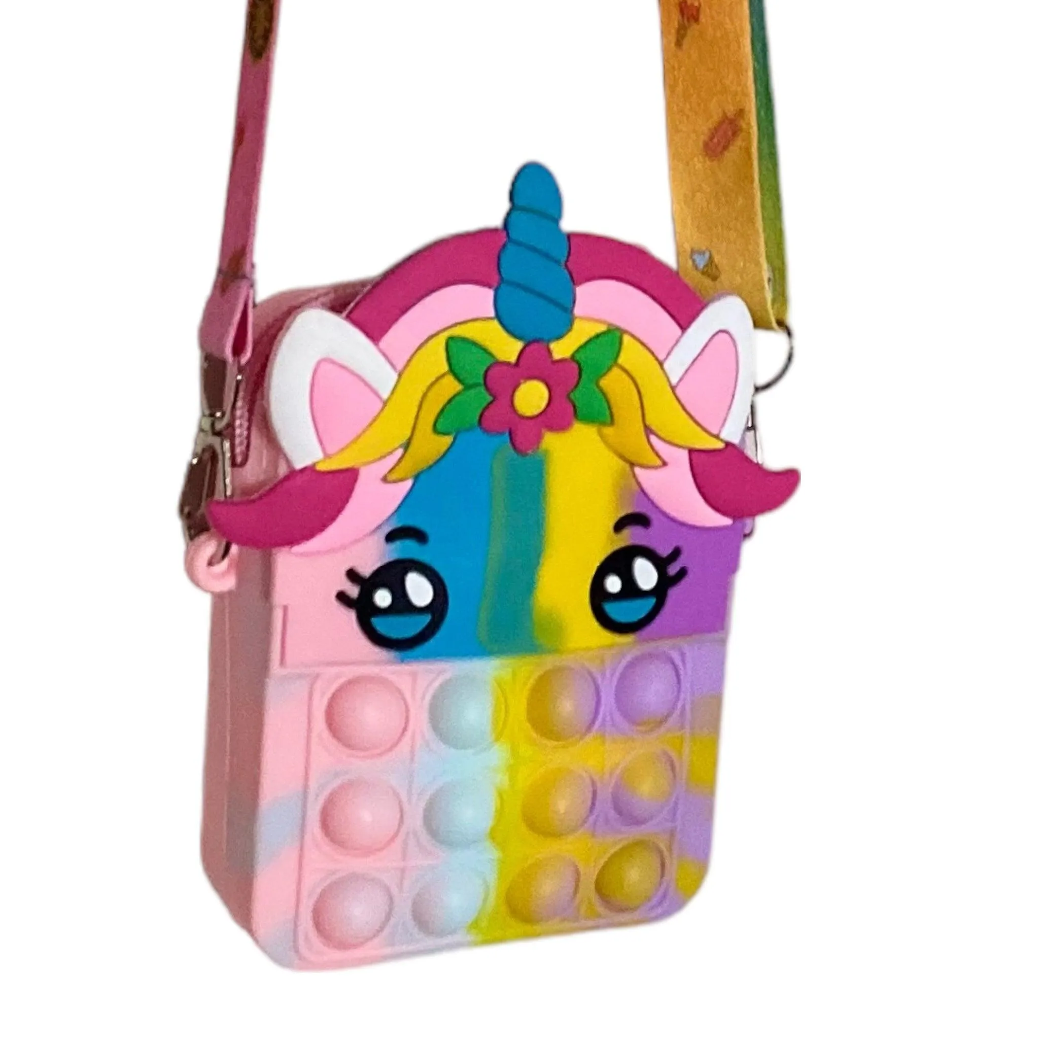 Rainbow Pony Silicone Mini Crossbody Bag