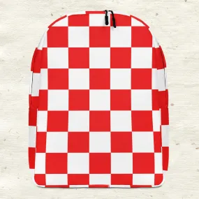 Red and White Checkered Minimalist Backpack