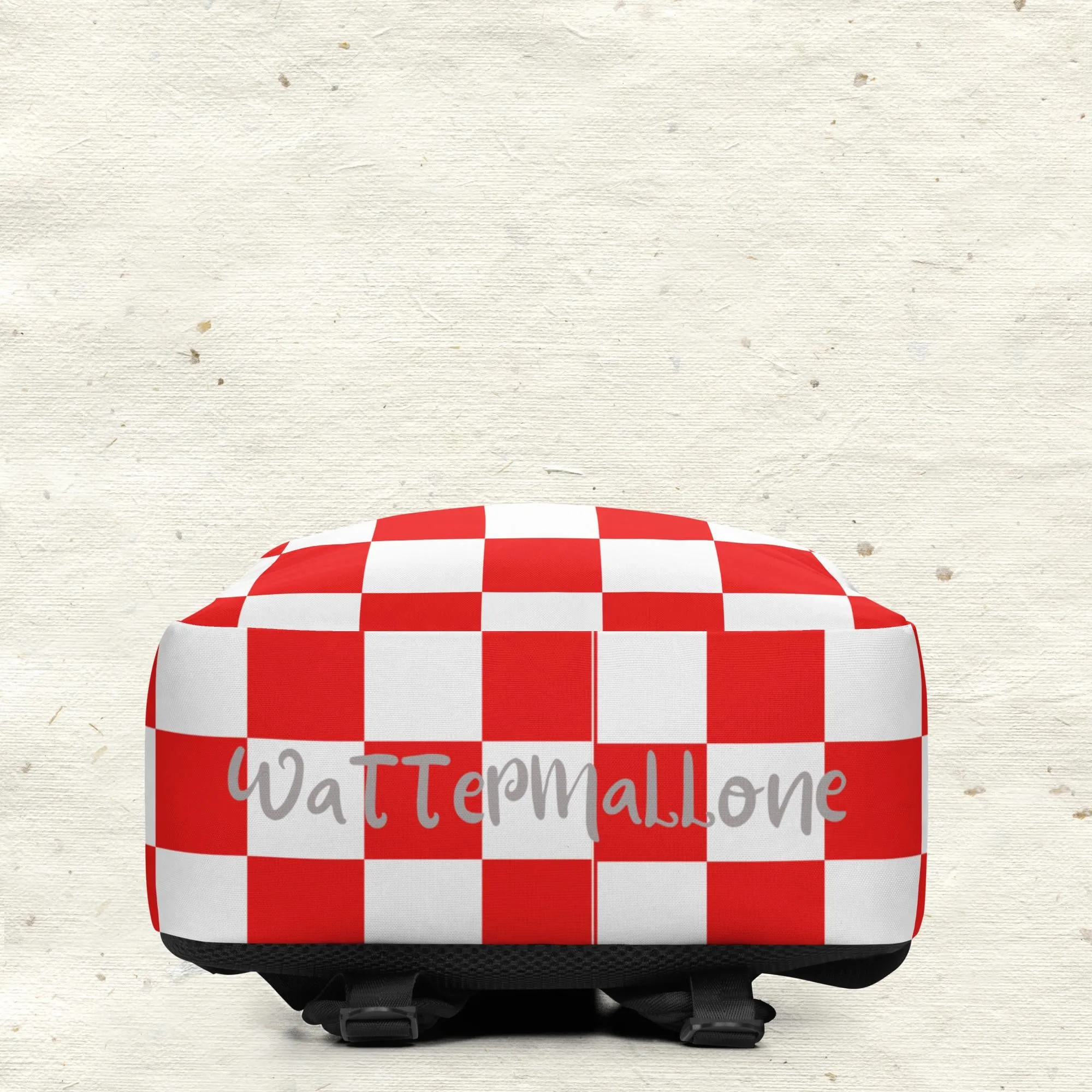 Red and White Checkered Minimalist Backpack