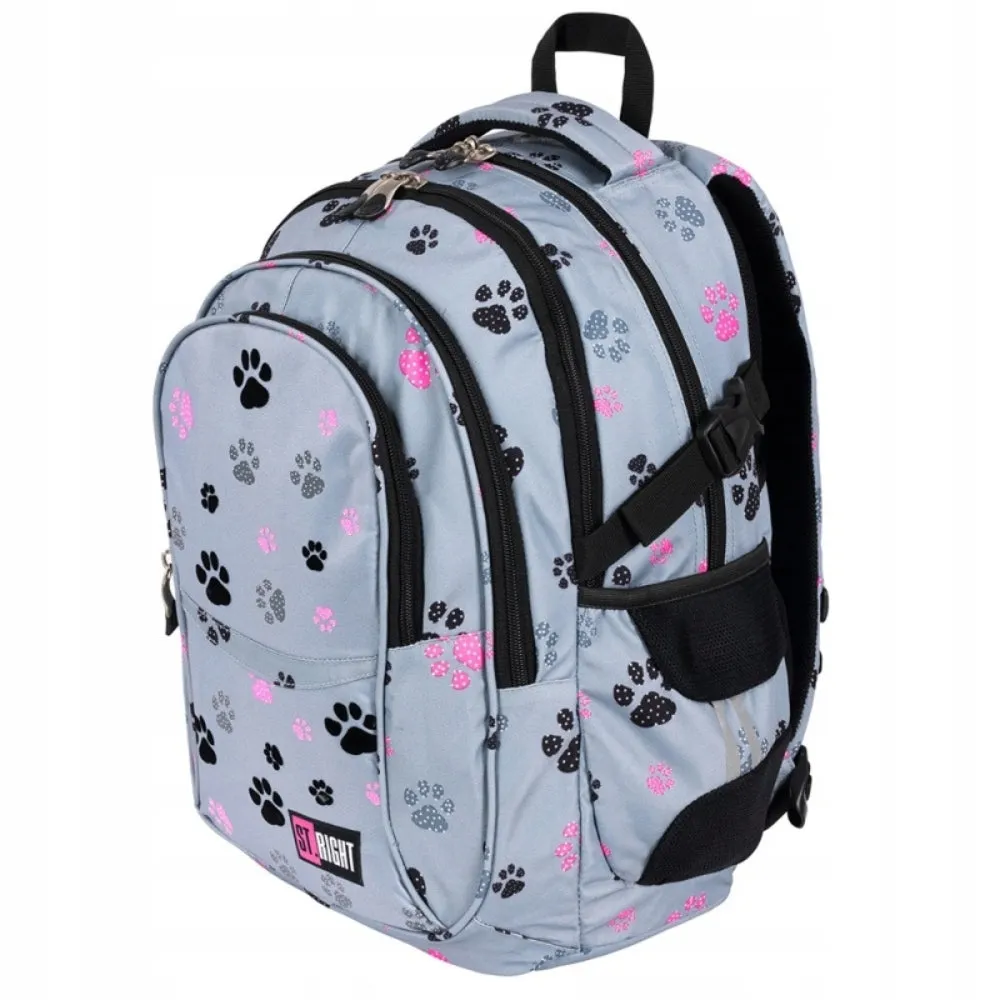 Reflective Paws 17 Inch School Bag | Stylish & Functional Backpack for Girls