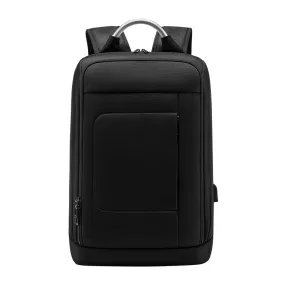 Slim Expandable Backpack for Men with USB Charging Port Black Business Slim Bag Waterproof Backpack