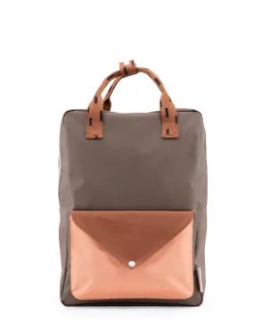 Sticky Lemon Sprinkles Envelope Large Backpack, Moss Green/Cinnamon Brown/Lemonade Pink