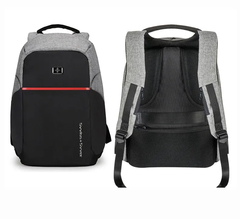 Swiss Style Original Bobby Design Anti-Theft 15" Laptop Backpack with USB Charging