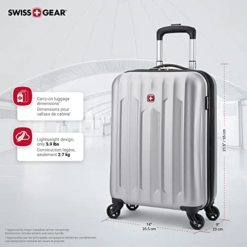 SWISSGEAR Chrome Hardside Spinner International Carry-On Luggage 20-Inch, Silver