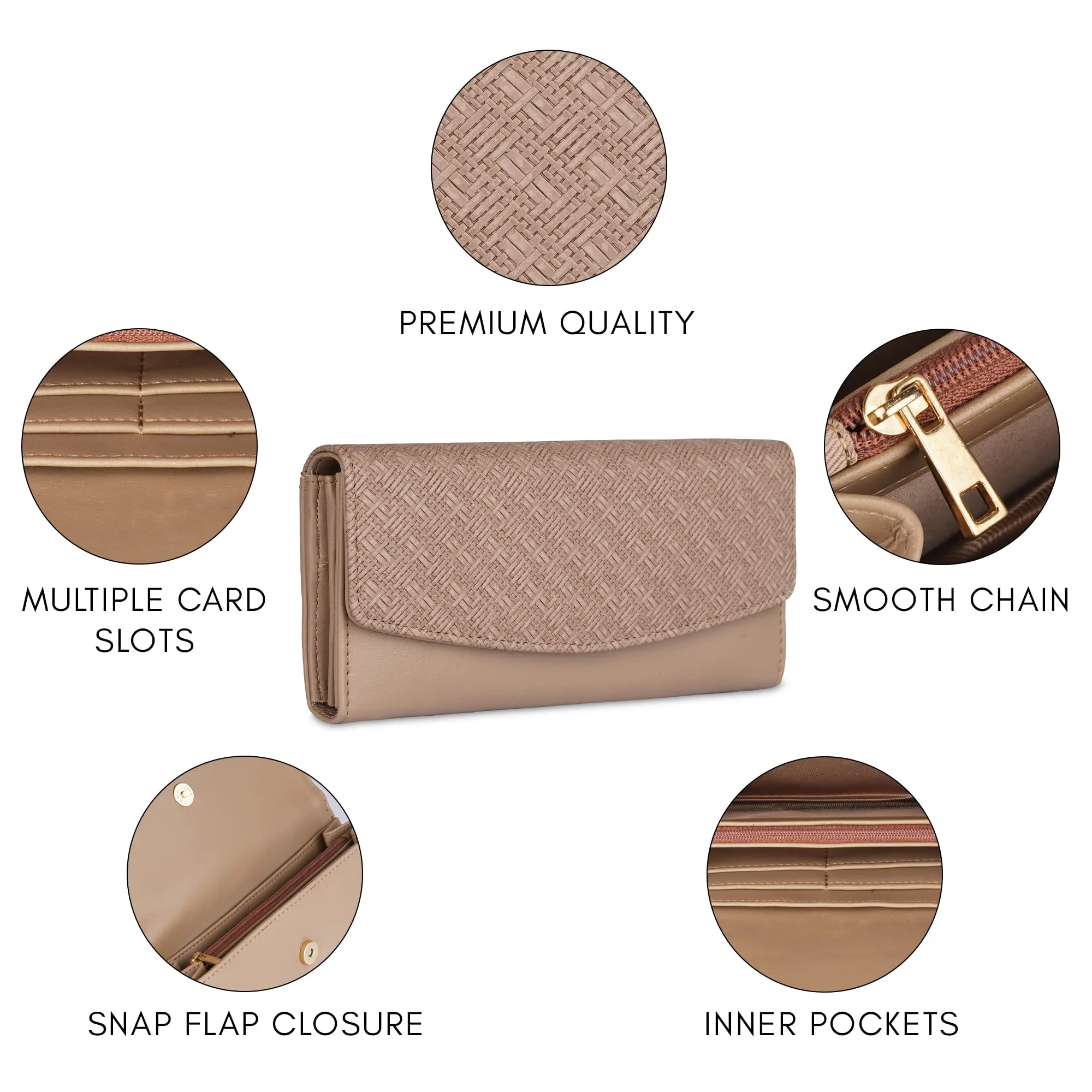 THE CLOWNFISH Remy Collection Womens Wallet Clutch Ladies Purse with Multiple Card Slots (Tortilla Brown)