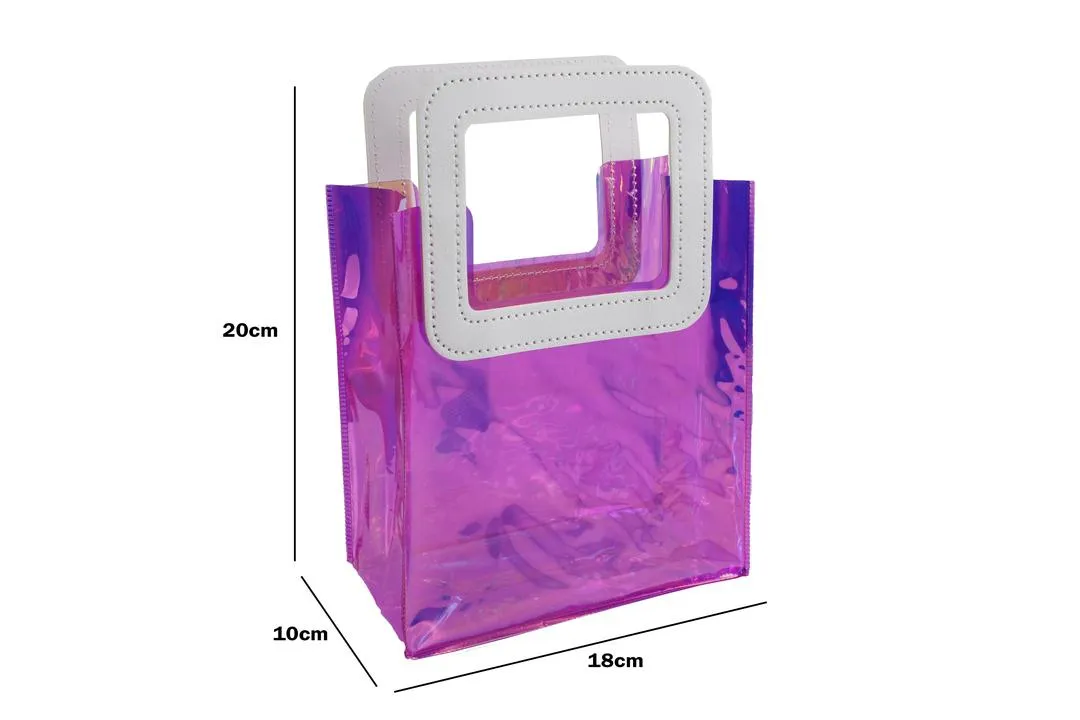 Transparent Clear Nylon Gift Bag High Quality PVC Handled Gift and Shopping Bag (Pink, 18x20x10 cm)