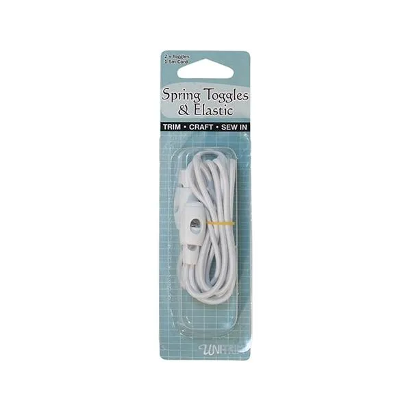 Unitrim Springs Toggles & Elastic, White- 1.5m