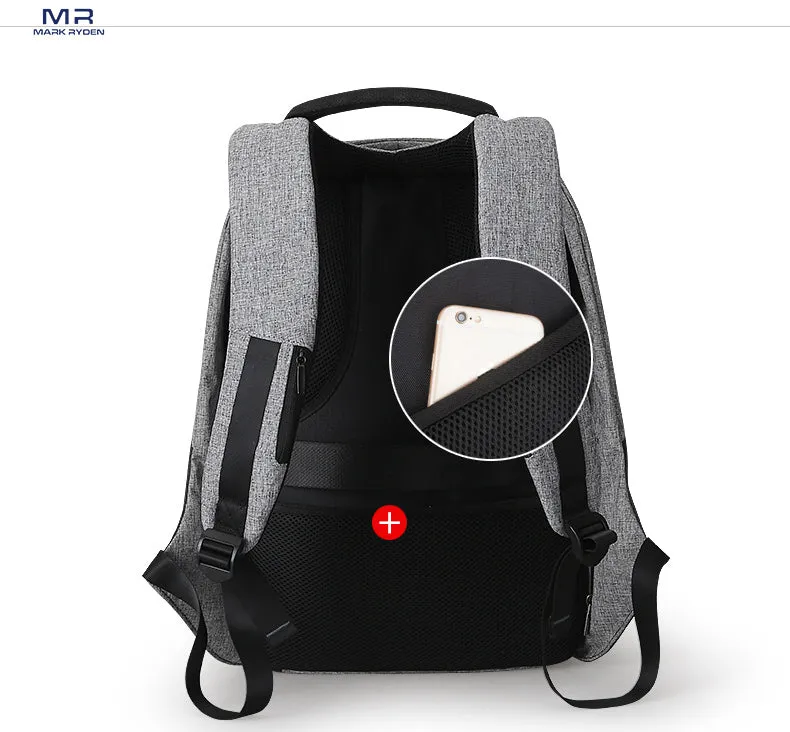 USB Charger Laptop Multi-Function Travel Gray and Black Smart Backpack