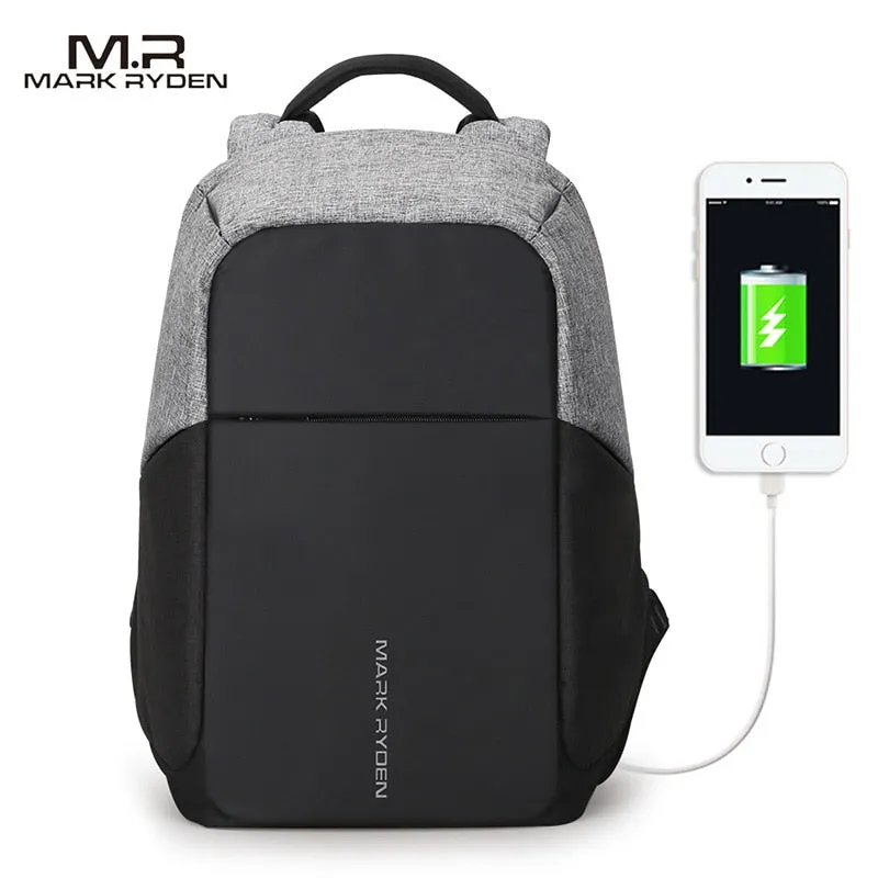 USB Charger Laptop Multi-Function Travel Gray and Black Smart Backpack