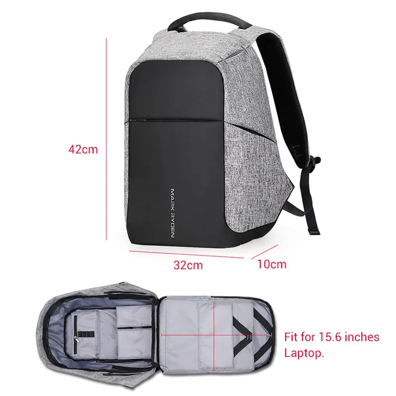 USB Charger Laptop Multi-Function Travel Gray and Black Smart Backpack