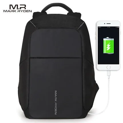 USB Charger Laptop Multi-Function Travel Gray and Black Smart Backpack