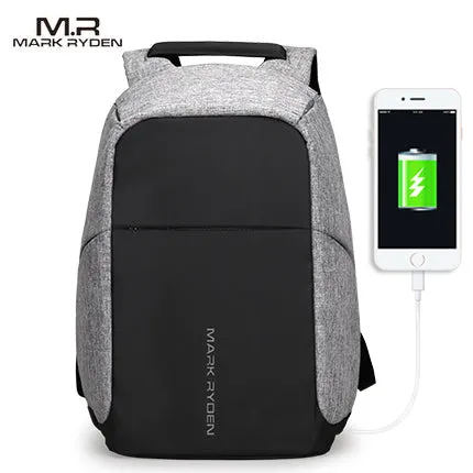 USB Charger Laptop Multi-Function Travel Gray and Black Smart Backpack